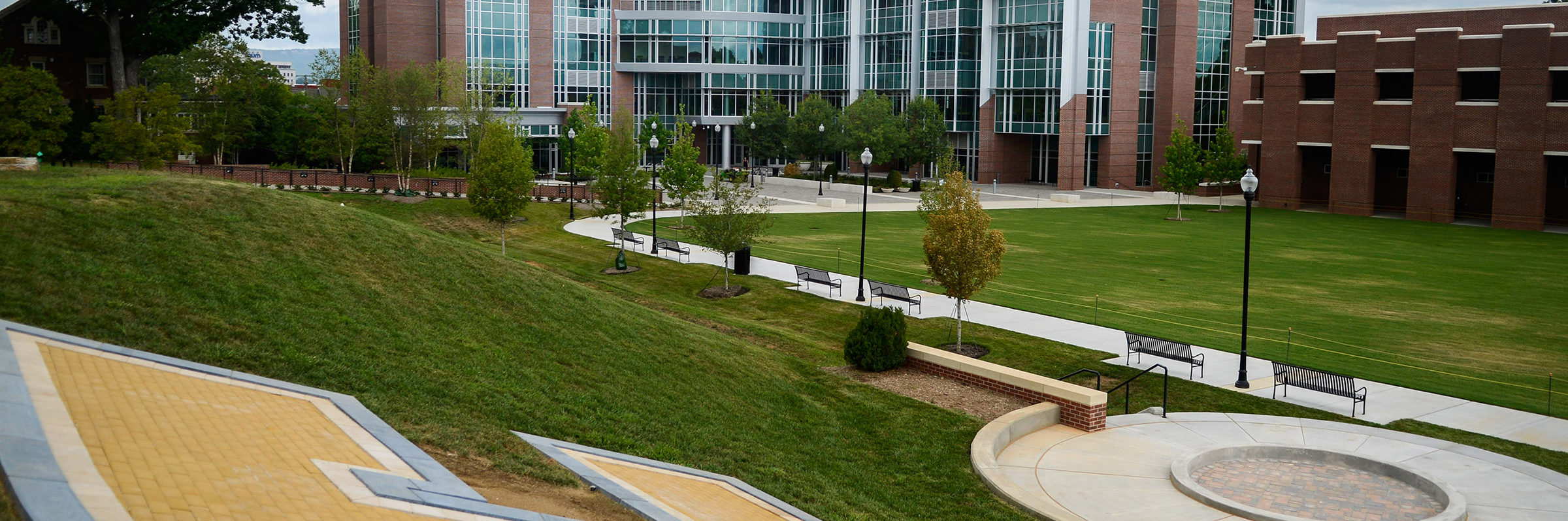 View of the UT Chattanooga Library from the Power C on the hillside of Chamberlain Field